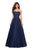 La Femme - 27630 Strapless Ruched Bodice Rhinestone Beaded Tulle Gown Special Occasion Dress 00 / Navy