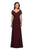 La Femme - 27855 Pleat-Ornate Short Sleeve A-Line Dress Mother of the Bride Dresses 2 / Burgundy