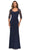 La Femme - 28056 Lace V Neck Jersey Sheath Dress Mother of the Bride Dresses 2 / Midnight Blue