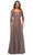 La Femme - 28106 Floral Lace Appliqued Bodice A-Line Gown Mother of the Bride Dresses 2 / Cocoa