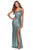 La Femme - 28177 Allover Sequin One Shoulder High Slit Evening Gown Evening Dresses 00 / Mint