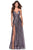 La Femme - 28276 Sequined Open Crisscross Back Dress with Slit Prom Dresses 00 / Lavender/Gray