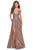 La Femme - 28276 Sequined Open Crisscross Back Dress with Slit Prom Dresses 00 / Rose Gold