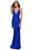 La Femme - 28297 Plunging Crisscross Tie Back Sheath Dess Prom Dresses 00 / Royal Blue