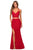 La Femme - 28590 Two Piece Lace Deep V-neck Sheath Dress Prom Dresses 00 / Red