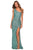 La Femme - 28596 Sequined One Shoulder Sheath Dress With Slit Evening Dresses 00 / Light Blue