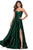 La Femme - 28608 Strapless Sweetheart Wrap Bodice Satin A-line Gown Bridesmaid Dresses 00 / Emerald