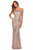 La Femme - 28650 Backless Pyramid Neck Sequin Evening Gown Evening Dresses 00 / Rose Gold