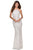 La Femme - 28650 Backless Pyramid Neck Sequin Evening Gown Evening Dresses 00 / White