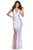 La Femme - 28677 Deep V-neck Jersey Sheath Dress Prom Dresses 00 / White
