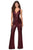 La Femme - 28722 Sequined Deep V-neck Jumpsuit Evening Dresses 00 / Wine