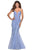 La Femme - 28768 Embroidered Deep V-neck Trumpet Dress Prom Dresses 00 / Lilac Mist