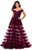 La Femme - 28804 Off-Shoulder Tiered Ruffle A-Line Dress Prom Dresses 00 / Dark Berry