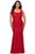 La Femme - 28948 Square Neck Lace Trumpet Gown Evening Dresses 12W / Red