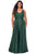 La Femme - 29004 Lace Bodice Wrap High Slit Gown Evening Dresses 12W / Emerald