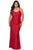 La Femme - 29005 V-neck Ruched Jersey Sheath Dress Evening Dresses 12W / Red