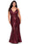 La Femme - 29051 Sequined Plunging V-neck Trumpet Dress Evening Dresses 12W / Wine