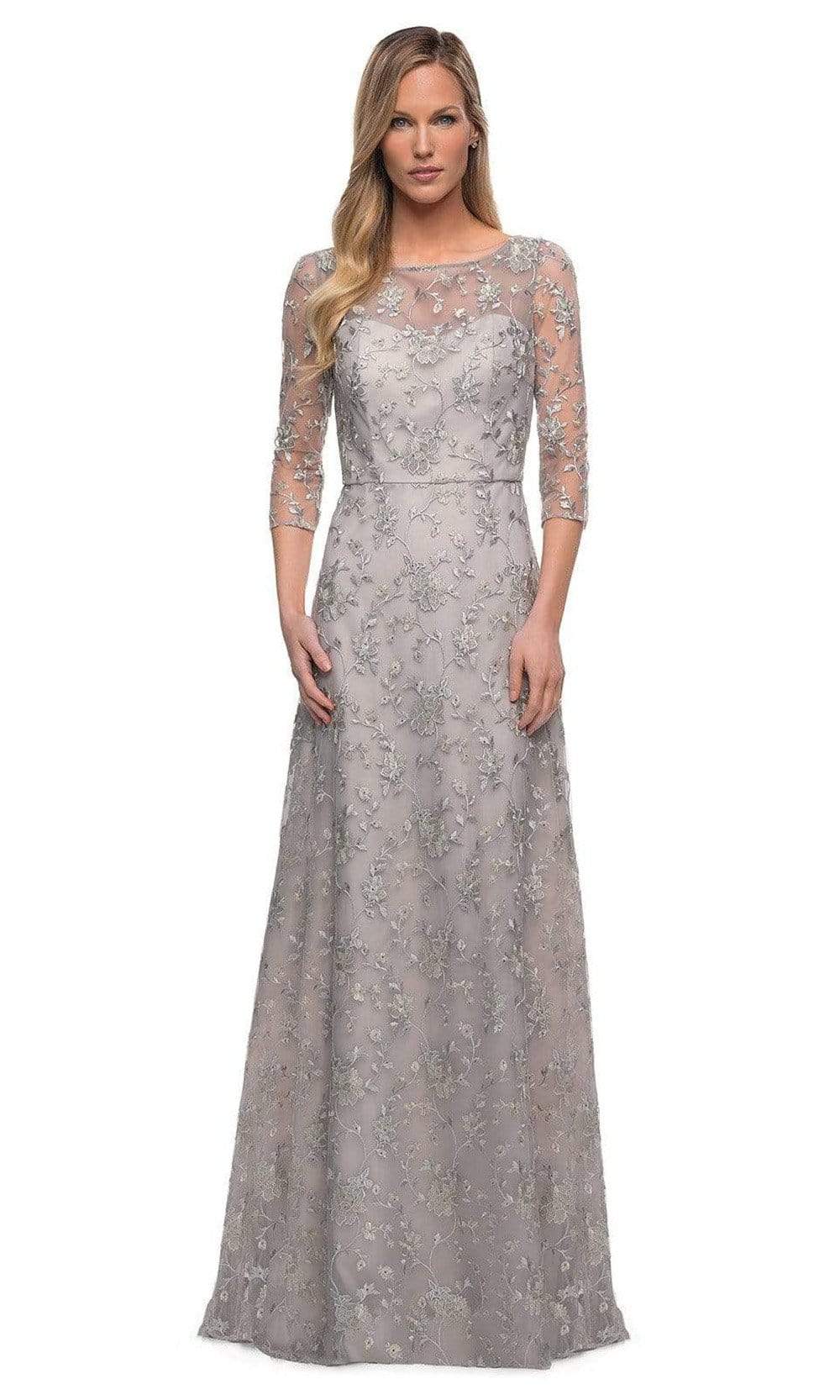 La Femme - 29153 Embroidered Floral A-line Mother of the Groom Gown 20 / Pearl Silver - Shop La Femme dresses on Couture Candy at CoutureCandy.com La Femme - 29153 Embroidered Floral A-line Mother of the Groom Gown 20 / Pearl Silver - Shop La Femme dresses on Couture Candy at CoutureCandy.com