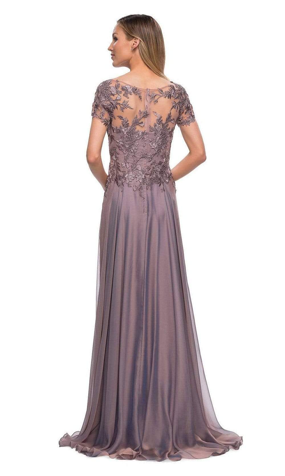 La Femme - 29235 Illusion Embroidered Flowy A-line Dress 8 / Dark Mauve - Shop La Femme dresses on Couture Candy at CoutureCandy.com La Femme - 29235 Illusion Embroidered Flowy A-line Dress 8 / Dark Mauve - Shop La Femme dresses on Couture Candy at CoutureCandy.com