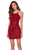 La Femme - 29276 Sequined Halter Neck Fitted Dress Special Occasion Dress 00 / Red