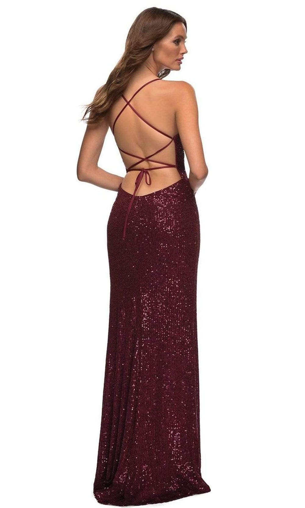 La Femme - 29438 Spaghetti Strap Wrap Sequin Long Prom Gown Couture Candy La Femme - 29438 Spaghetti Strap Wrap Sequin Long Prom Gown Couture Candy