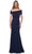 La Femme - 29537 Fitted Off Shoulder Evening Dress Mother of the Bride Dresses 2 / Navy
