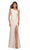 La Femme - 29627 Folded Asymmetric Long Gown Special Occasion Dress 00 / White