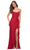 La Femme - 29650 Crisscross Strapped Open Back Ruffle Slit Lace Gown Special Occasion Dress 00 / Red