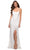 La Femme - 29650 Crisscross Strapped Open Back Ruffle Slit Lace Gown Special Occasion Dress 00 / White