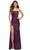La Femme - 29675 Ruched Sequin Gown with Slit Prom Dresses 00 / Dark Berry