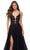 La Femme - 29686 Sparkly Illusion Bodice High Slit A-Line Gown Prom Dresses
