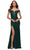 La Femme - 29693 Stretch Lace Deep Off Shoulder Trumpet Dress Evening Dresses 00 / Emerald