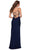 La Femme - 29699 Net Jersey V Neck Dress With Slit Evening Dresses
