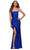 La Femme - 29710 Draped Accented High Slit Sheath Gown Evening Dresses 00 / Royal Blue