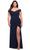 La Femme 29722 - Faux Wrap Prom Dress Special Occasion Dress 12W / Navy