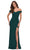 La Femme - 29756 Off Shoulder High Slit Fitted Net Jersey Gown Prom Dresses 00 / Dark Emerald