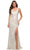 La Femme - 29759 Ruffle-Trimmed Shimmer High Slit Dress Evening Dresses 00 / White/Gold