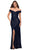 La Femme - 29831 Off Shoulder High Slit Full Sequin Gown Prom Dresses 2 / Navy