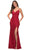 La Femme - 29939 Lace Scalloped V Neck Sheath Dress Prom Dresses 0 / Red