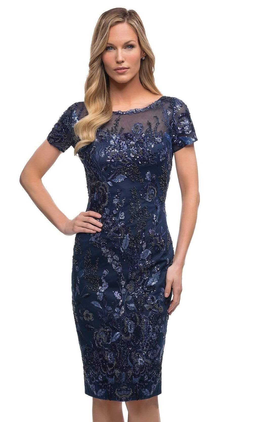 La Femme - 29959 Short Sleeve Simple Pretty Midi Dress 8 / Navy - Shop La Femme Dresses On Couture Candy at CoutureCandy.com La Femme - 29959 Short Sleeve Simple Pretty Midi Dress 8 / Navy - Shop La Femme Dresses On Couture Candy at CoutureCandy.com