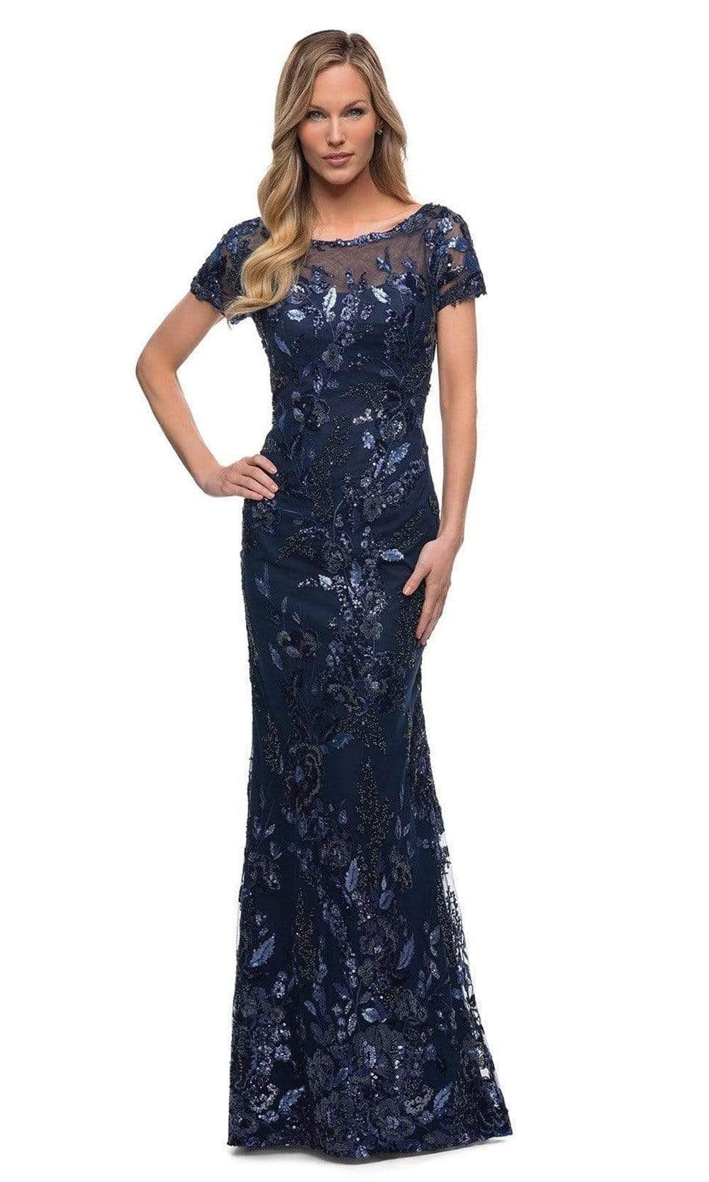 La Femme 29961 Floral Sequined Evening Mother of the Bride Dress