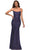La Femme 30433 - Spaghetti Strap Sequin Gown Special Occasion Dress 00 / Indigo