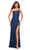 La Femme - 30441 Strappy Back Lace Gown Special Occasion Dress 00 / Navy