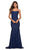 La Femme - 30458 Low Back Mermaid Gown Special Occasion Dress 00 / Navy