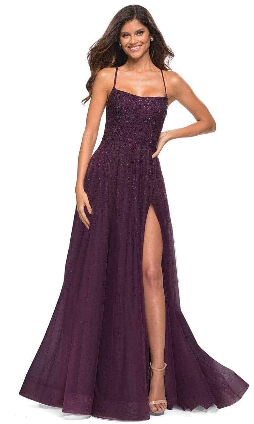 La Femme - 30581 Beaded Flowy A-line Gown La Femme - 30581 Beaded Flowy A-line Gown