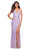 La Femme - 30620 Draped High Slit Sequin Gown Special Occasion Dress 00 / Light Periwinkle