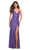 La Femme - 30620 Draped High Slit Sequin Gown Special Occasion Dress 00 / Purple