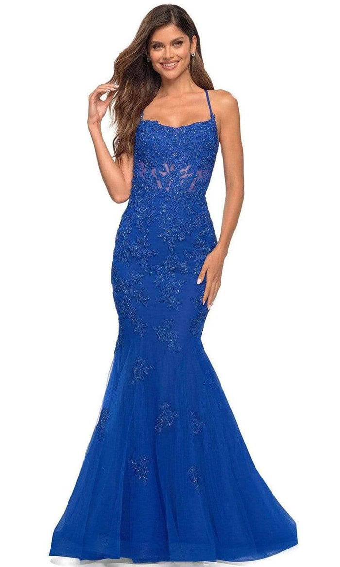 La Femme - 30621 Scoop Embellished Trumpet Gown Prom Dresses 00 / Royal Blue
