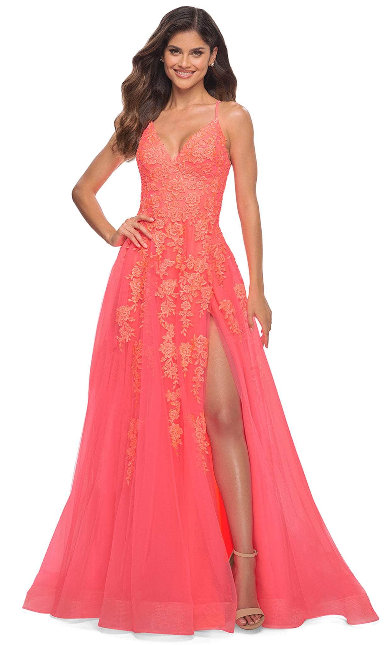 La Femme Dress 30637 - Hot Coral La Femme Dress 30637 - Hot Coral