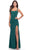 La Femme 31071 - Square Neck Prom Dress with Slit Special Occasion Dress 00 / Emerald